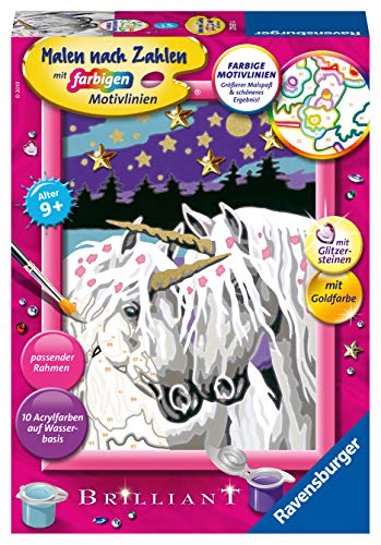 Malen nach Zahlen Einhornliebe: Mit Glitzersteinen zum Verzieren!