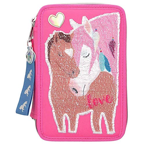 Depesche 10529 - Astuccio a 3 Scomparti con Paillettes, Miss Melody Love, ca. 20 x 13 x 7 cm, Multicolore