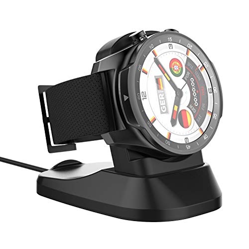 MoKo Caricatore Smartwatch, Base di Ricarica Smartwatch Ticwatch PRO/Ticwatch PRO 2020 con Cavo USB,Ricarica Batteria per Orologio, Supporto Cellulare, Carica Veloce, Cavo 1 Metro - Nero