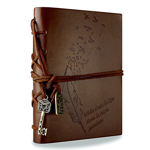 Foonii Retro Notebook Copertura del Cuoio di Chiave Magica String 160 Blank Jotter Diario (Brown)