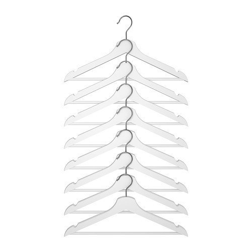 Ikea Bumerang - Gruccia in legno massiccio, 8 pezzi, colore: bianco