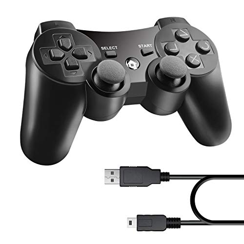 Diswoe Bluetooth Senza Fili Controller di Gioco per PS3 Sostituzione per PS3 Controller con Cavo di Caricabatterie, Controller Wireless Bluetooth Joystick per Playstation 3
