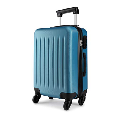 Kono Trolley Rigido Cabin Size Leggero Valigia con 4 Ruote in ABS Resistente (L,Marina)