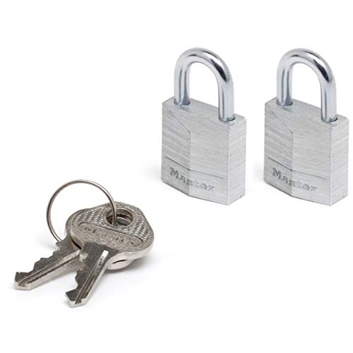 Master Lock 9120EURTCC Confezione da 2 Lucchetto a Chiave in Alluminio, Grigio, 2 x 3.4 x 1.4 cm
