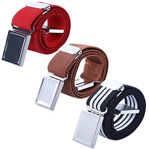 WELROG Cintura magnetica elastica per bambini - Ragazzi con cinturini elasticizzati regolabili Ragazze Cinture per bambini di AWAYTR (Striscia rossa/marrone/nera e bianca)