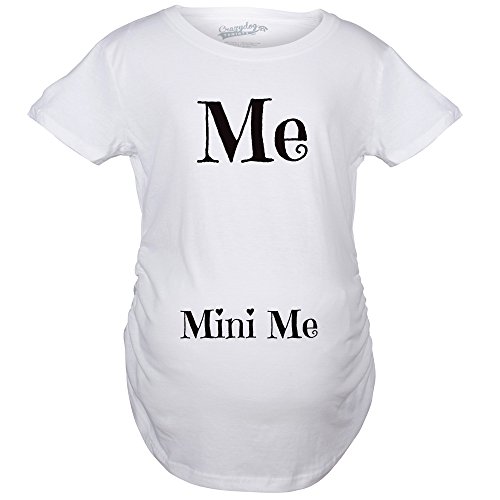 Crazy Dog Tshirts - Maternity Me And Mini Me Tshirt Adorable Mommy Pregnancy Announcement Tee (White) - XL - Divertente Magliette di maternità
