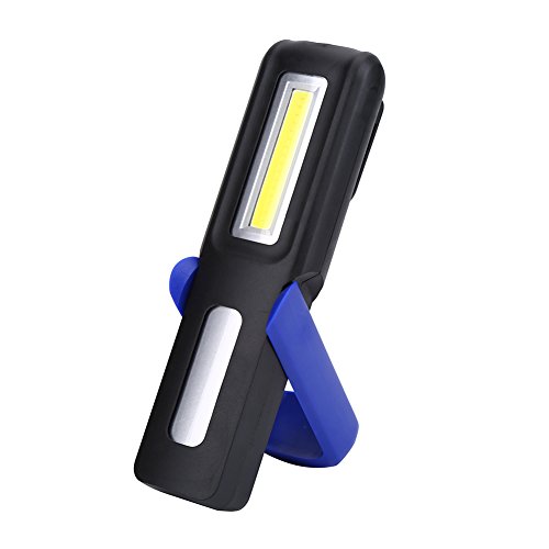 Lampada da Lavoro USB Ricaricabile 1200 mAh, Lampade di ispezione con 3W LED COB Super luminoso 2 modalità Base Magnetica e Gancio Appeso luce Ispezione Torcia per Riparazione Auto, Emergenza (Blu)