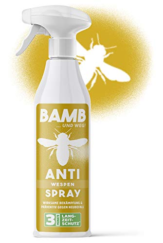 bamb Insetticida vespe Spray vespe 500ml con Effetto Lunga Durata – Spray Anti vespe biodegradabile - Spray Anti vespe Esterno ed Interno