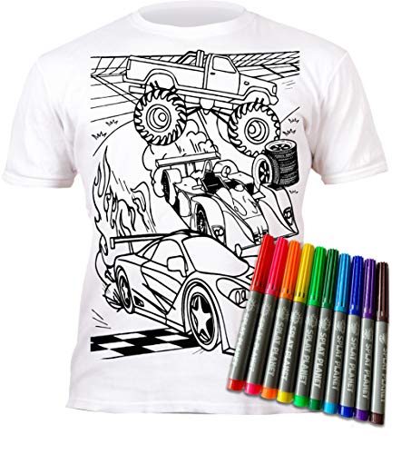 Splat Planet T-Shirt per Auto da colorare con 10 Penne magiche Lavabili Non tossiche - T-Shirt da colorare e Lavabile (9-11 Anni)