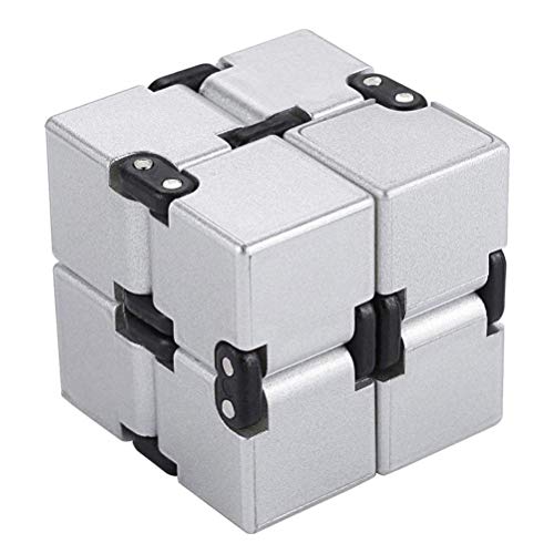 Infinity Cube,Descompresión de Cubo Metallico Fidget Finger Toy Alluminio Mini Cube per Bambini Adulti Tempo di Uccisione AGGIUNGI ADHD Disturbo d'ansia Argento