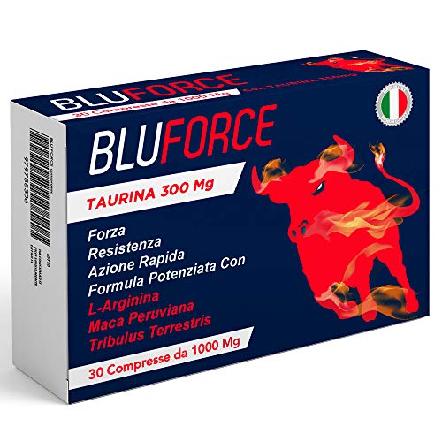 BluForce® Performance Top Massima Durata Effetto immediato | Pillole Con Taurina Boost Testosterone L-Arginina Maca Peruviana Tribulus | 30 Compresse 3000 Mg Made In Italy 100% Naturali Efficaci