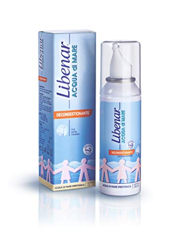 Libenar Spray Nasale Decongestionante, Soluzione Ipertonica con Acqua di Mare per Adulti, Bambini e Neonati - 100 ml