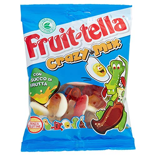 Fruittella Crazy Mix Caramelle Gommose, Gusto Frutti Assortiti con Succo di Frutta, senza Glutine, Formato Busta da 175 g