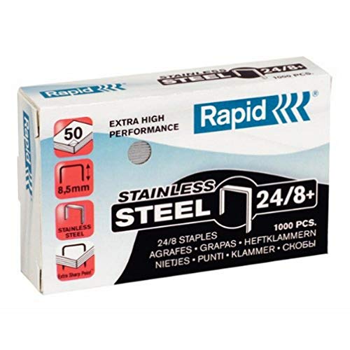 Rapid 24858300 - Punti metallici 24/8mm Super Strong, inossidabili, 1000 pezzi