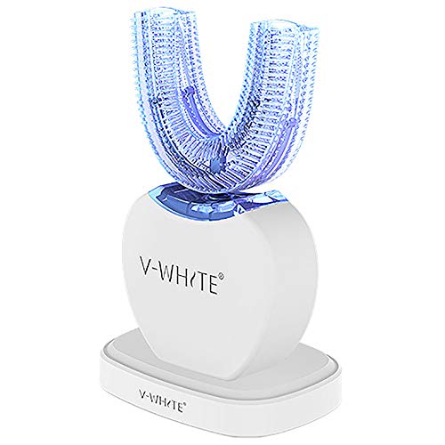 V-WHITE Spazzolino elettrico ricaricabile ad ultrasuoni Spazzolino automatico per sbiancamento dei denti con 4 modalità opzionali, Dock di ricarica wireless 2.0 PLUS