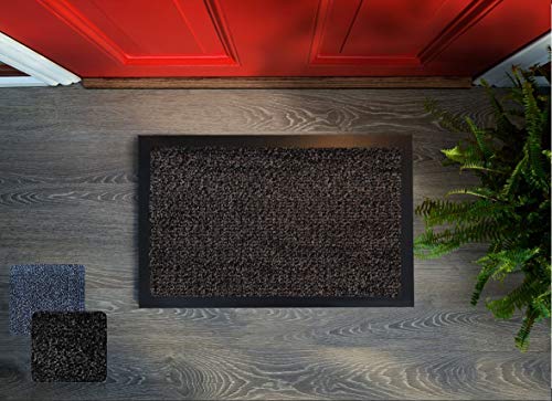 Floorcover Zerbino antiscivolo – Zerbino per porta e sporco in tonalità di grigio mantiene lo sporco fuori e la casa pulita (40 x 60 cm) (marrone)