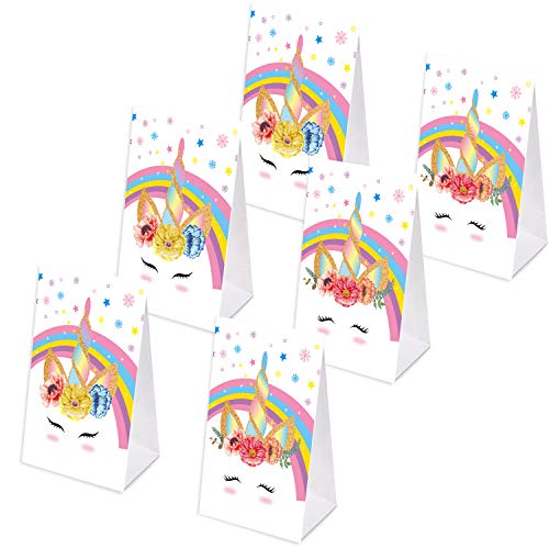 Baosu Confezione da 24 Buste di Unicorno Caramelle Sacchetti-Sacchetti di Carta Unicorno con Adesivo 24pcs Unicorno - Decorazioni per Feste di Compleanno Unicorno