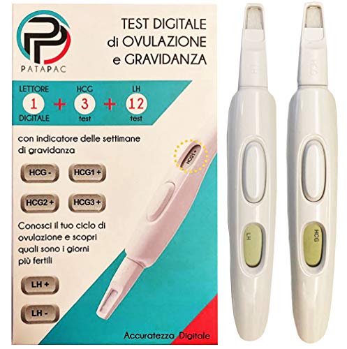 Test digitale di ovulazione e gravidanza con indicatore delle settimane, monitor con 3 ricariche HCG di gravidanza e 12 stick LH di ovulazione sensibile