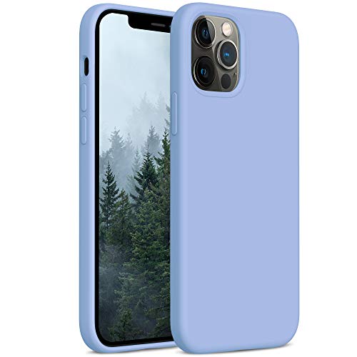 YATWIN Compatibile con iPhone 12 Cover 6,1'', Compatibile con iPhone 12 PRO Cover Silicone Liquido, Protezione Completa del Corpo con Fodera in Microfibra, Azzurro