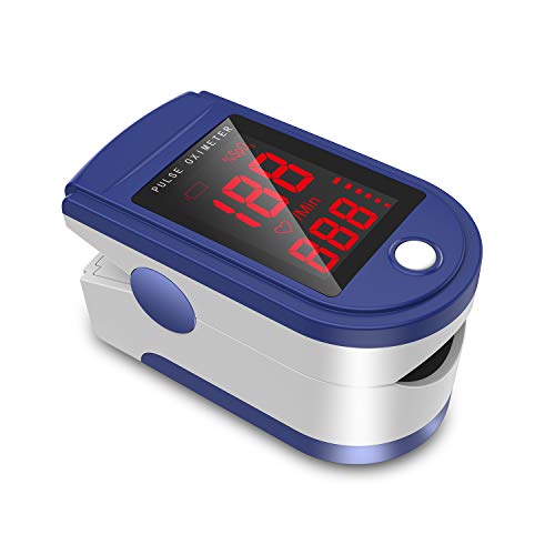 JUMPER Finger Pulsossimetro Meter Pulse Portable - SpO2 (Saturazione di Ossigeno nel Sangue) e Monitor di Frequenza Cardiaca - Con Display Digitale LED, CE & Approvato Dalla FDA (Blu)