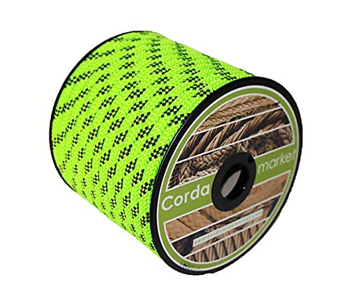 CORDAMARKET - Corda Dritta da 10 mm, per Adulti, Unisex, Verde Fluo, 25 m