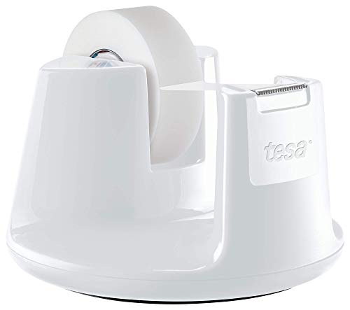 tesa Easy Cut Desktop dispenser COMPACT WHITE + 1 roll tesafilm INVISIBLE 33M x 19MM