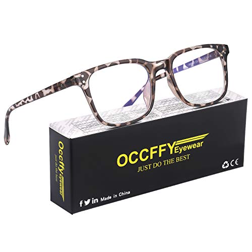 Occffy Occhiali Luce Blu con Anti UV Eyestrain Occhiali Anti Luce Blu per PC, Tablet, Gaming e TV Uomo Donna Oc092 (Leopardo)