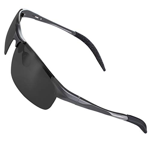 CHEREEKI Occhiali da Sole, Occhiali da Sole da Uomo e Donna Polarizzati con UV400 Protezione per Guida Sci Golf Corsa Ciclismo (Grigio-Grigio)