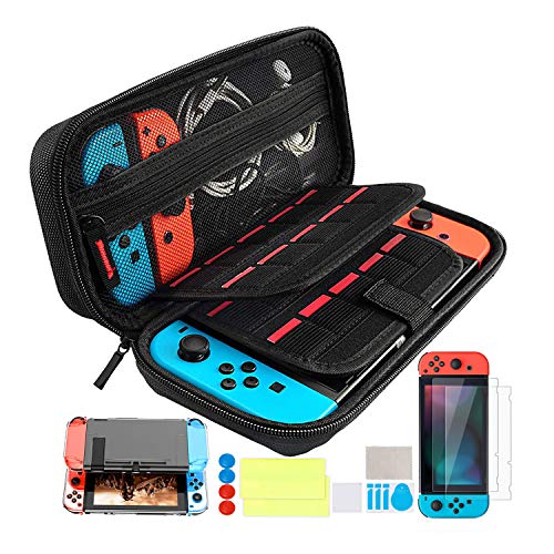 Th-some 14 in 1 Kit di Accessori per Nintendo Switch - Custodia Protettiva per Nintendo Switch,Cover Protettiva Trasparente per interruttore,Pellicola Protettiva,Thumb Grips per Nintendo Switch