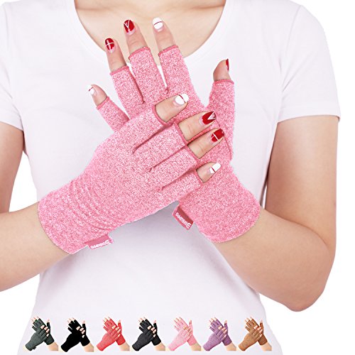 Guanti Compressione Anti-Artrite Fornire al Calore e Compressione per Aiutare a Aumentare la Circolazione Riducendo il Dolore e Promuovendo la Guarigione di DISUPPO (Pink, Medium)