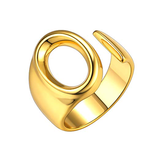 Anello Aperto Unisex O Alphabet Jewelry Unisex O, Anello Aperto Regolabile in Oro 18 carati Placcato Lettera captiale P, Gioielli iniziali per Famiglia per Uomo e Donna