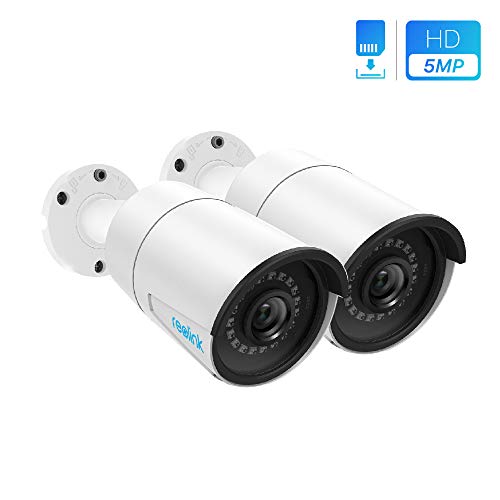 Reolink IP Poe Videocamera di Sicurezza da 5MP Super HD Supporto Audio Bullet Sorveglianza Esterno Casa IR Impermeabile con Visione Notturna Rilevamento Movimento RLC-410-5MP (Pack di 2)