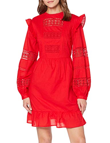 Marchio Amazon - find. Vestito Mini Skater in Pizzo Donna, Rosso (Poppy Red), 40, Label: XS