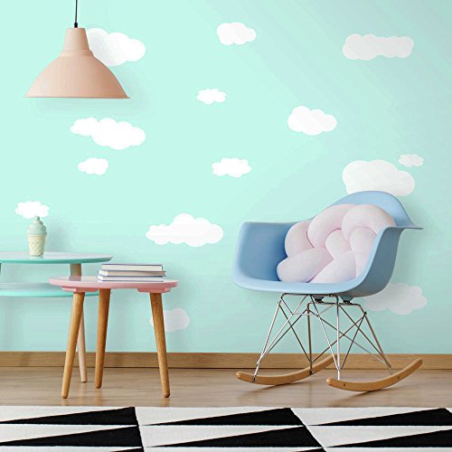 Adesivi murali riutilizzabili Jomoval RoomMates, nuvole bianche per la camera dei bambini