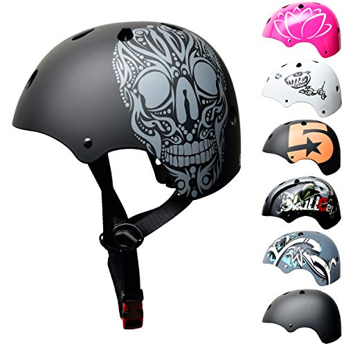 SkullCap® BMX & Casco per Skater Casco - Bicicletta & Monopattino Elettrico, Design: Skull, Taglia: S (53-55 cm)