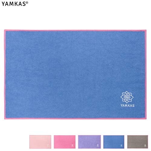 Yamkas Asciugamano in Microfibra • 61 x 35 cm • Compatto, Ultraleggero e ad Asciugatura Rapida • Asciugamano per Yoga Pilates Palestra • Microfiber Towel • Blu