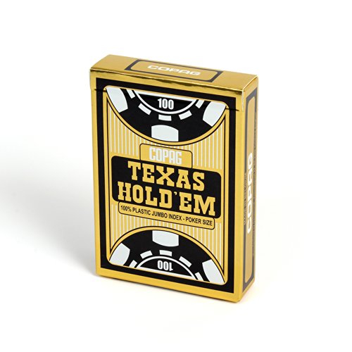 Copag - Carte Poker Texas Hold'em I Carte da Gioco 100% Plastica (PVC) I Mazzo di Carte I Gioco di società - Gold (Jumbo Index)