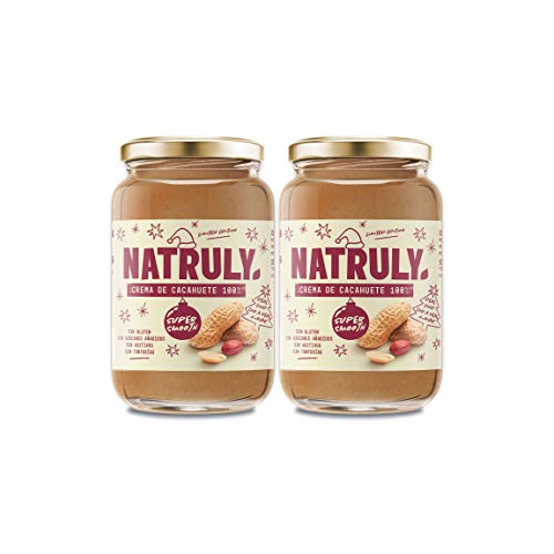 NATRULY Burro di Arachidi Naturale senza Zucchero, senza Glutine e senza Olio di Palma - 100% Naturale e Vegan (Super Smooth) -Editizione Limitata Natale