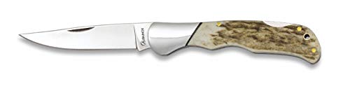 Albainox 18161 - Coltello a serramanico, con lama da 8,2 cm, per caccia, pesca, campeggio, outdoor, sopravvivenza e bushcraft + portabottiglie in regalo