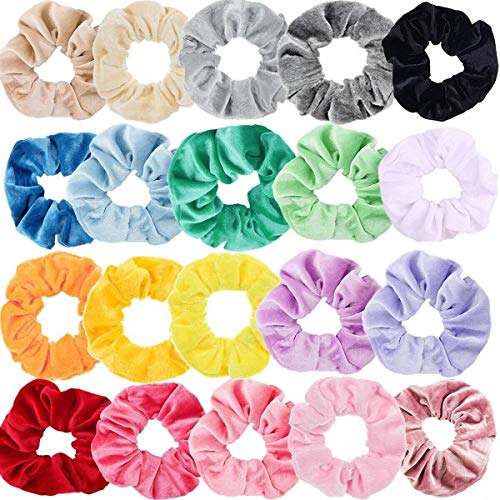 Sinwind 20 pcs elastici per capelli Elastici per capelli in velluto Capelli di Velluto Nastri Velvet Elastic Hair Cravatte Scrunchie per donne o ragazze Accessori per capelli