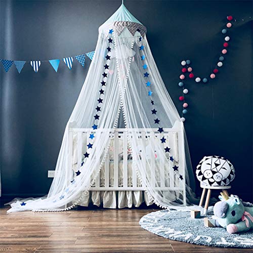 Princess letto a baldacchino zanzariera per bambini culla, Round Dome Kids indoor Castle Play Tent tela di cotone appeso decorazione della casa, zanzariera per anti zanzara, Blu