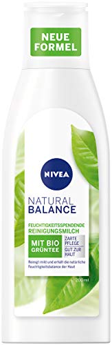 Nivea Natural Balance, latte detergente (200 ml), detergente per il viso con tè verde e prezioso olio di semi di colza, latte detergente rimuove accuratamente il trucco