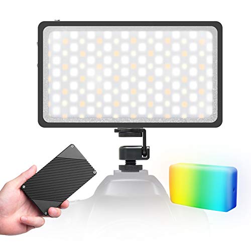 Moman Faretto RGB-Luce-LED-Video-Fotografia con Diffusore, Pannello Illuminatore Led Colori Fotografia 2500K-8500K CRI 96+, Led Fotocamera Portatile Super Compatto 300g