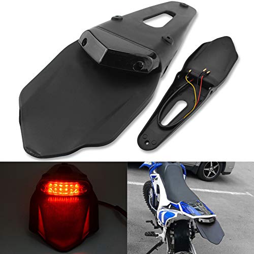 Katur - Luce freni rossa a LED per parafango posteriore con staffa per moto fuoristrada, motocross moto enduro (lente rossa)