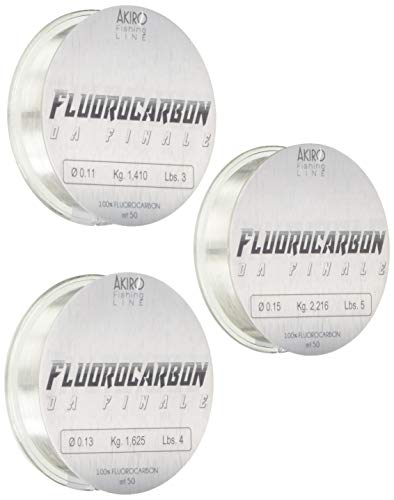 Akiro 100% Fluorocarbon, Filo da Pesca Unisex – Adulto, Trasparente, 0.45-0.50-0.6 mm