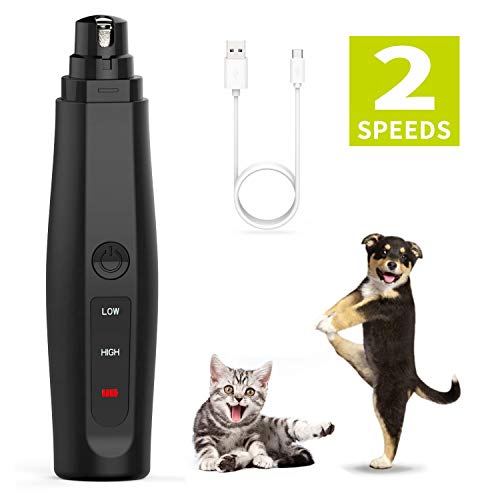 Zelbuck Tagliaunghie per Cani e Gatti Smerigliatrice Elettrico per Le Unghie di Animali Domestici con 3 Porte e 2 velocità Rotanti 45db Ultra Silenzioso Ricarica USB - Nero