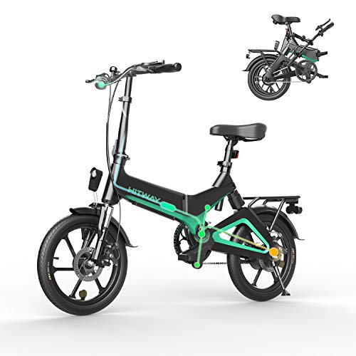 HITWAY Bici elettrica Leggera da 250 W Pieghevole elettrica con pedalata assistita con Batteria da 7,5 Ah, 16 Pollici, per Adolescenti e Adulti (Nero)