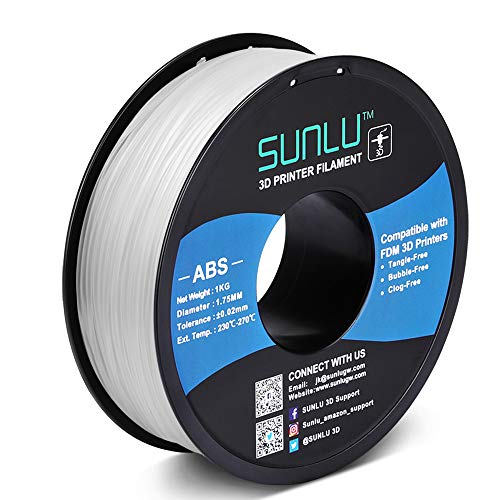 SUNLU ABS Filament 1.75mm for FDM 3D Printer, 1KG(2.2LBS) ABS 3D Filament Accuracy +/- 0.02 mm, Transparent