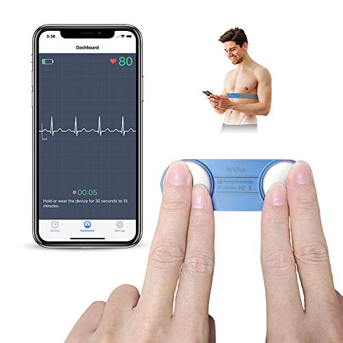 ECG Portatile Elettrocardiogramma, Senza Fili HRM Run Holter Cardiaco, Bluetooth/ANT + Cardiofrequenzimetro Fascia Toracica con APP, Rilevamento in 30S / 15 minuti