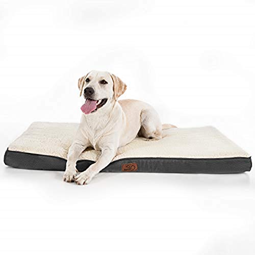 Bedsure Cuscino per Cane Gande - Materassino per Cani Taglia Grande Interno Cuscino Cane Sfoderabile Lavabile 91x69x7,6 cm Bianco